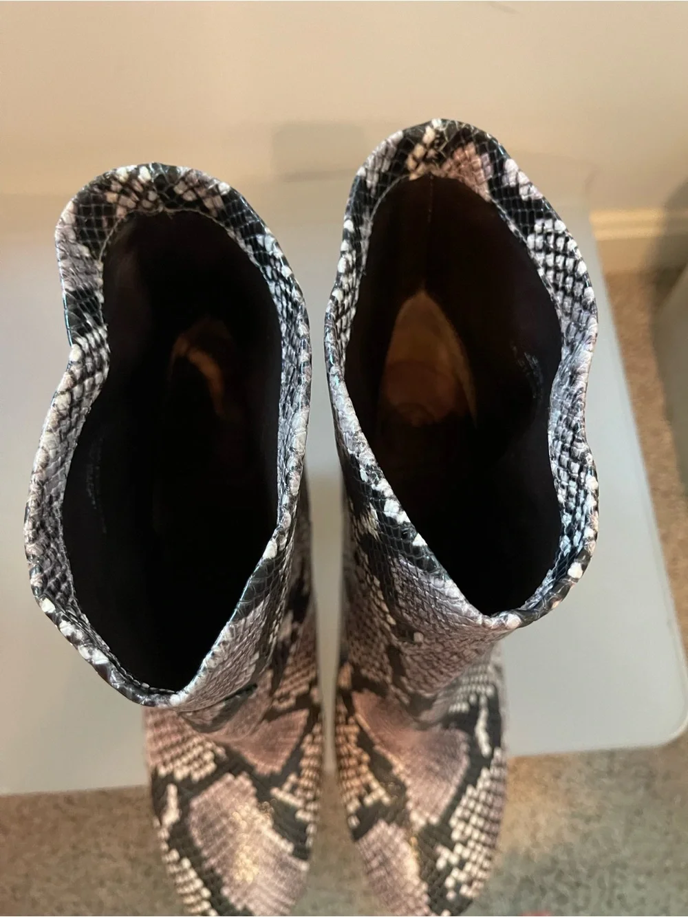 Tory Burch Snake-Print Leather Ankle Boots Booties 8.5 M